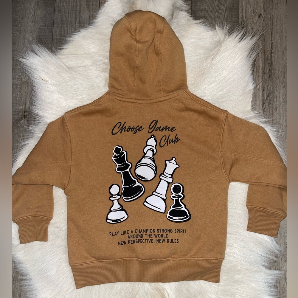 Zara Kids Tan Chess Graphic Hoodie